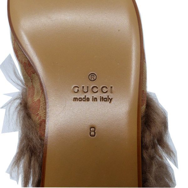 【新品】GUCCI　サンダル　シューズ　GG柄　ファー　ベージュ　8