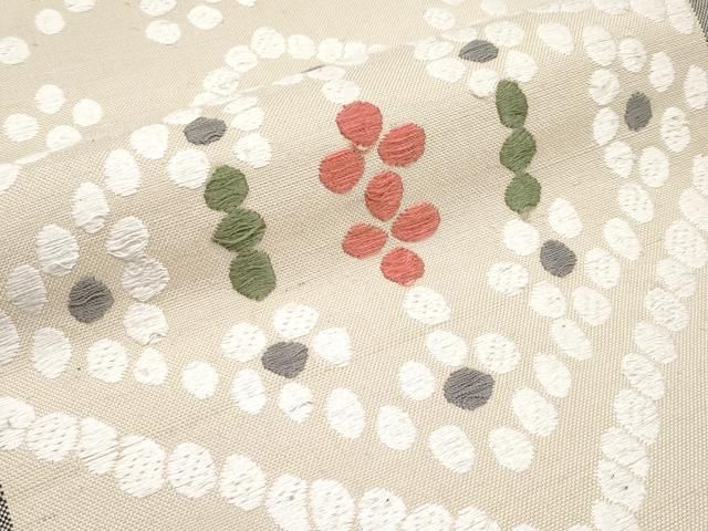 平和屋本店■極上　洛風林　工芸帯地　九寸名古屋帯　唐織　紬地　菱吉祥文　逸品　CYAA1799s5 平和屋本店□極上 洛風林 工芸帯地 九寸名古屋帯 唐織 紬地 菱吉祥文