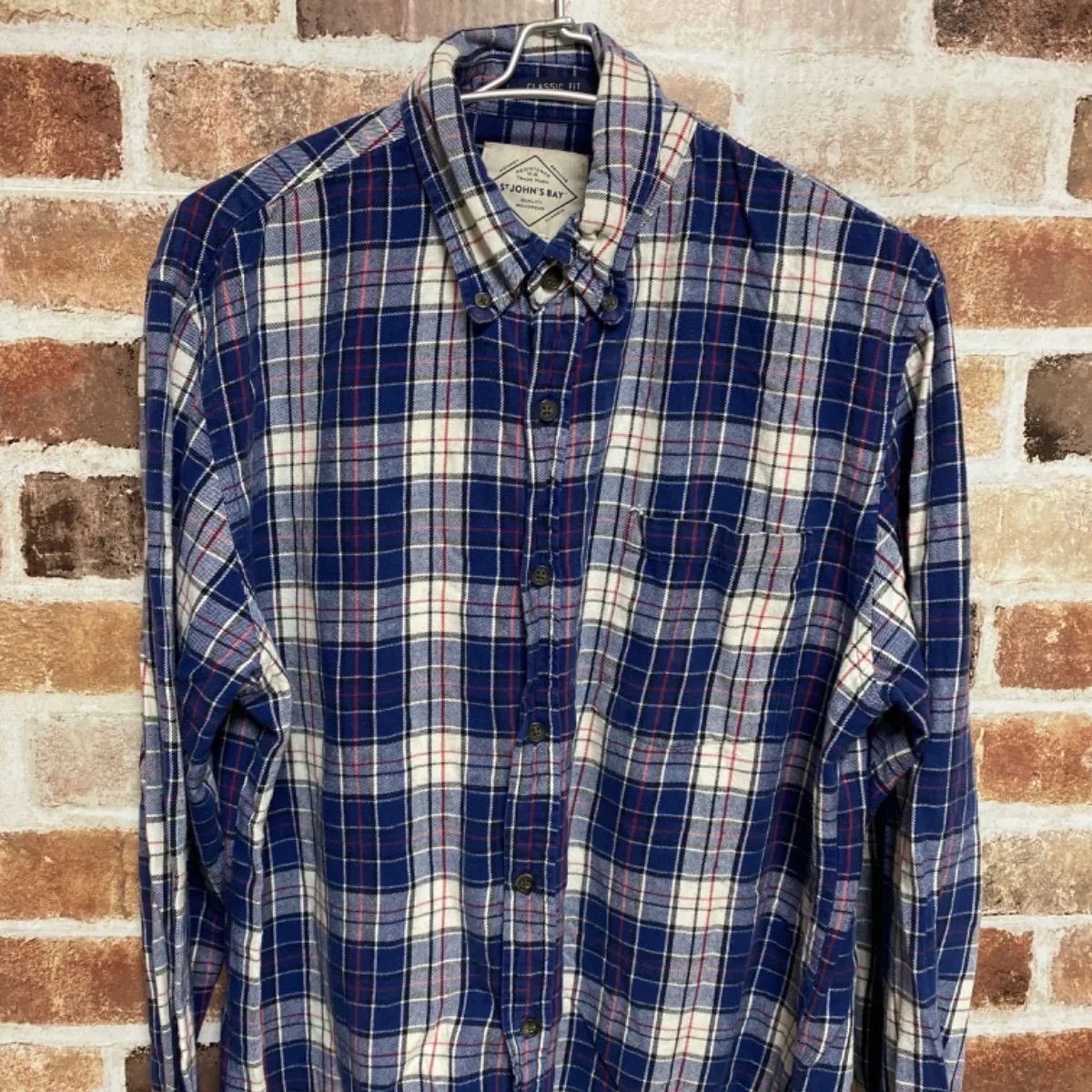 古着 00s St John's Bay ブルー オンブレ シャドー チェック ヘビー