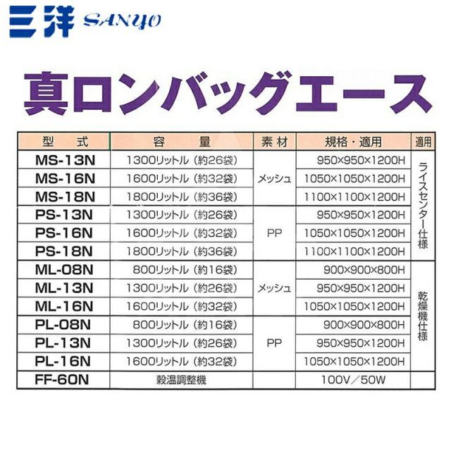 メッシュ生地 ライスセンター仕様