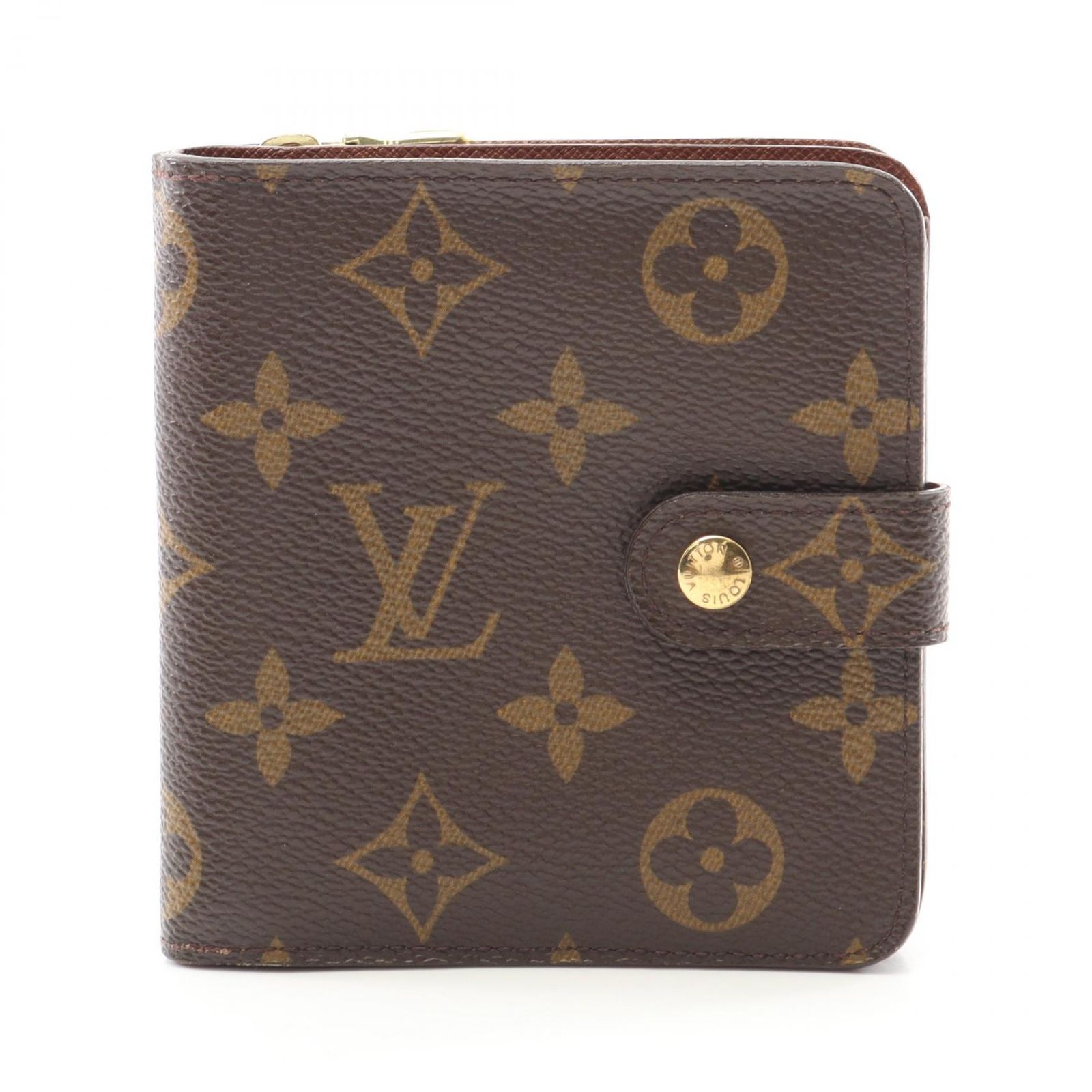 ルイ ヴィトン LOUIS VUITTON 二つ折り財布 コンパクトジップ M61667 PVCコーティングキャンバス コンパクト ジップ レディース Used B