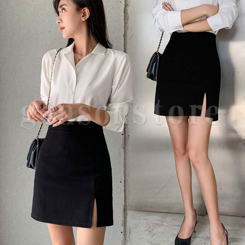 スカート レディース タイトスカート aラインスカート 膝上 スカート Aライン ミニ丈 スリット ハイウエスト 春夏スカート きれいめ フォーマルスカート 事務服