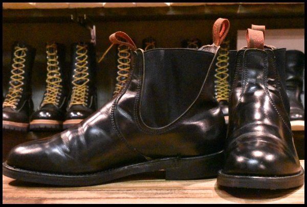 【9E 良品 93年】レッドウィング 8193 サイドゴア 黒 ブラック ポリッシャプルレザー チェルシー ブーツ redwing HOPESMORE【EK154】