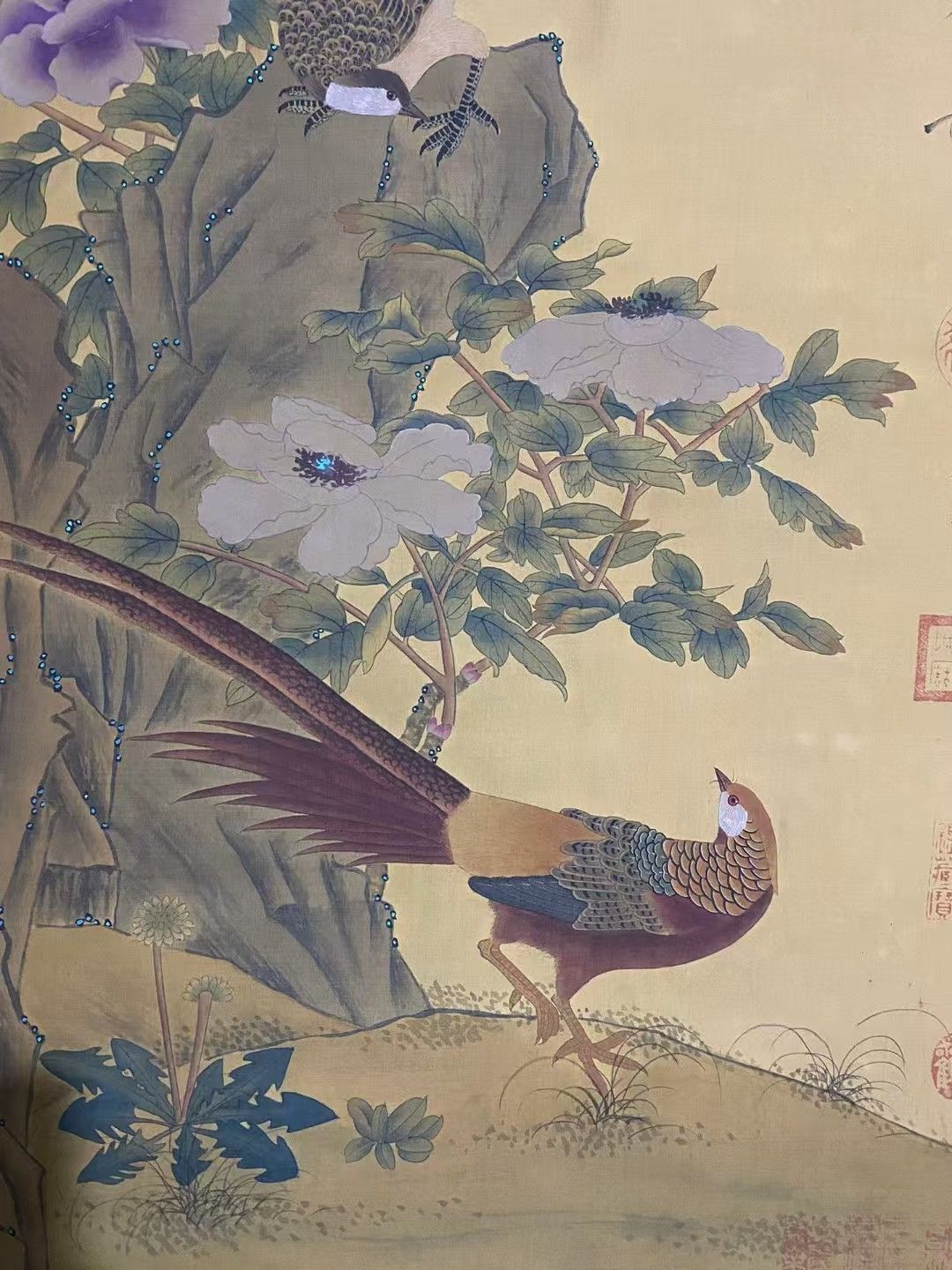 鳥の絵、中国彫アンティーク 中国古美術.精品三尺中堂画.趙佶花鳥画.手描きの作品.実物撮影