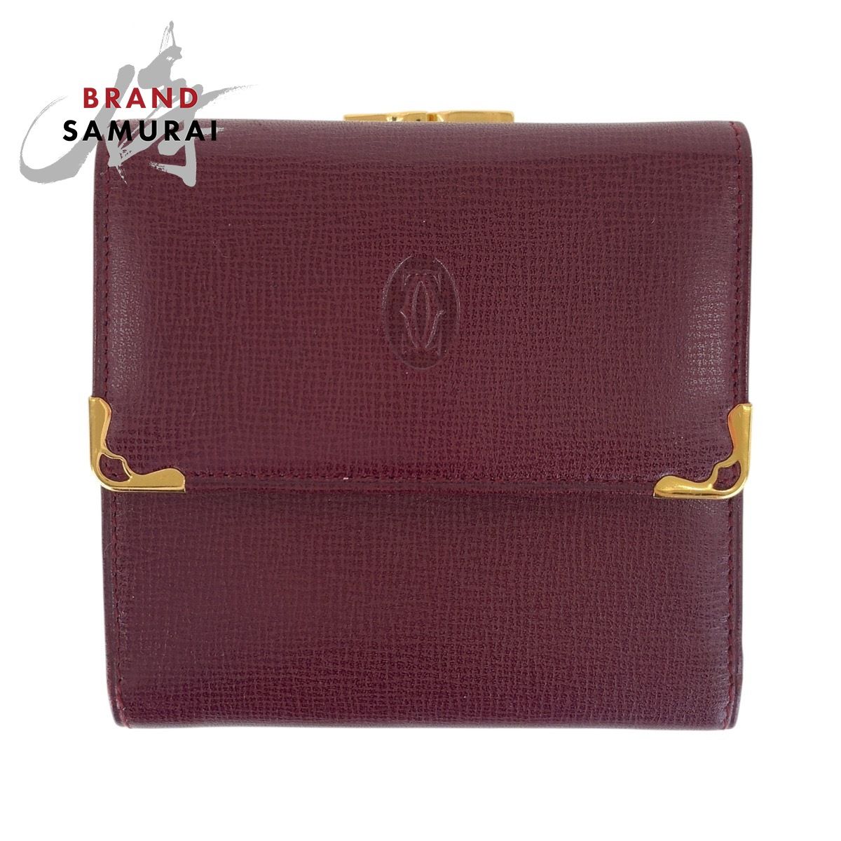 カルティエ CARTIER 札入れ マストライン ボルドー ゴールド レディース 中古