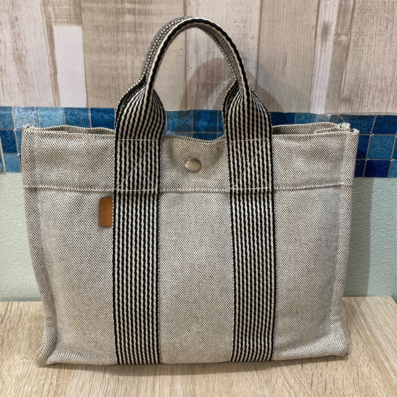 HERMES エルメスフールトゥトートバッググレー