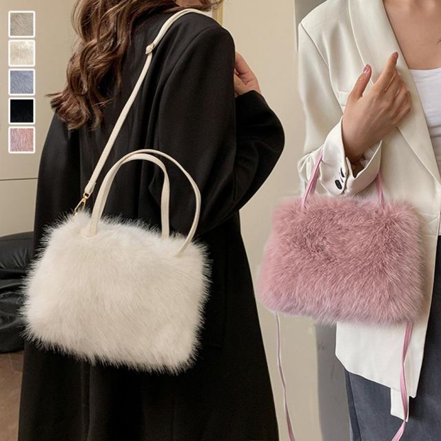 ファーバッグ  ミニショルダーバッグ 肩掛け 秋冬 お洒落 レディース カジュアル ばっぐ 折りたたみ 携帯やすい 手提げバッグ(メール便送料無料)