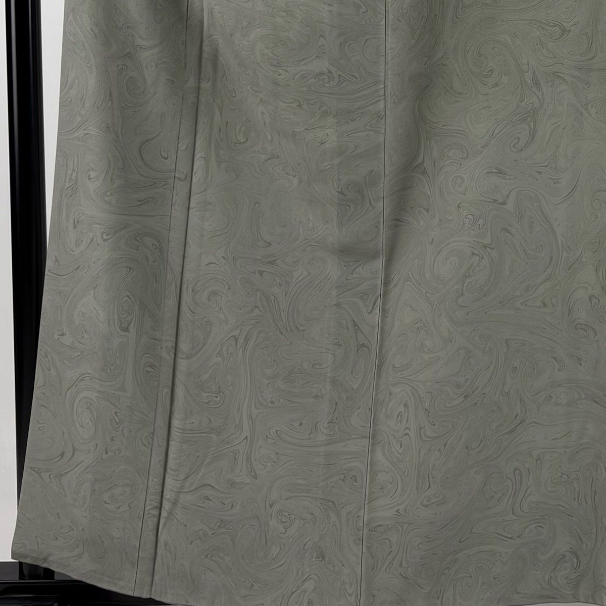 小紋 身丈161cm 裄丈64.5cm M 袷 墨流し 灰緑 正絹