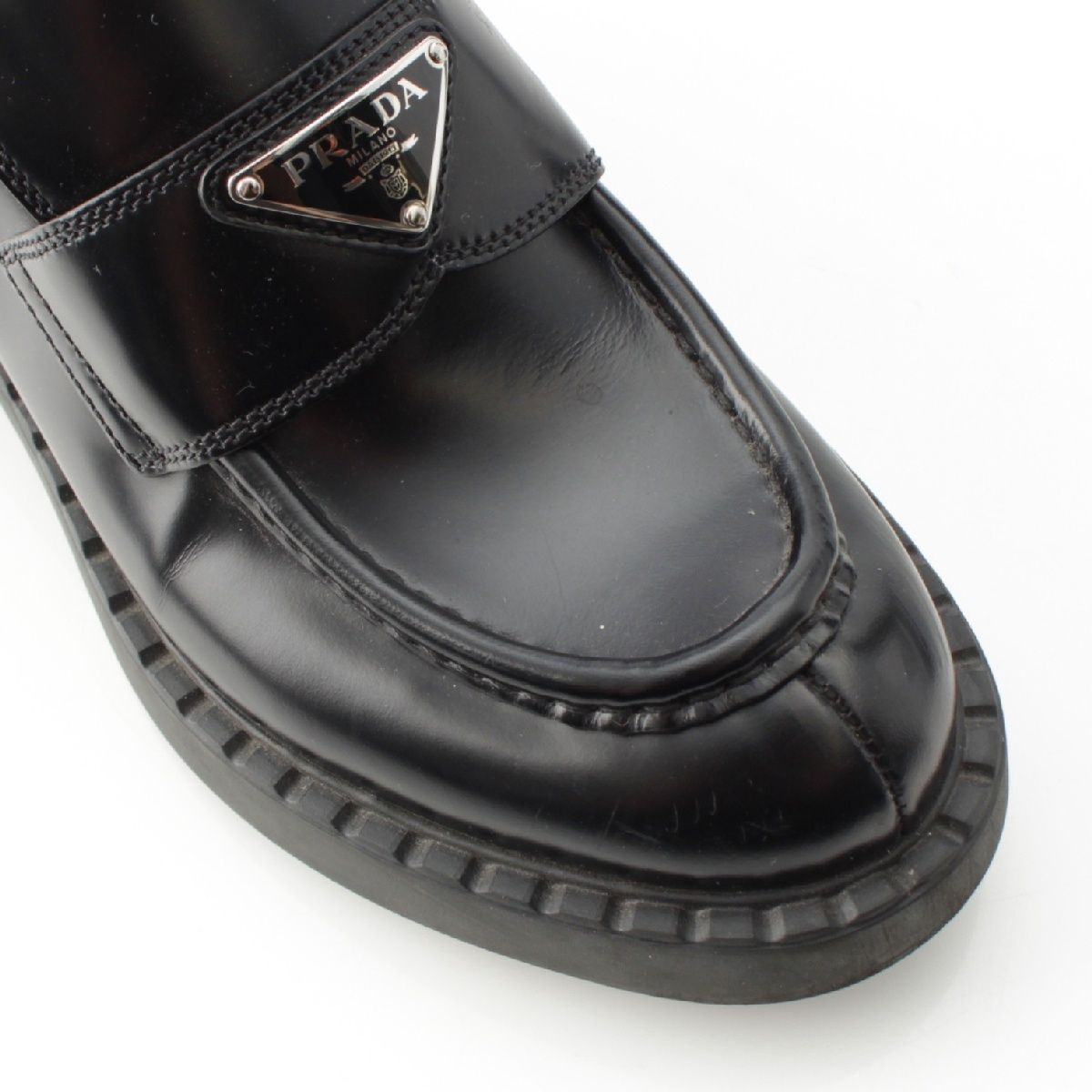 大人気✨プラダ チョコレート ブラッシュドレザー ローファー 三角ロゴ 厚底 楽天市場】プラダ （PRADA） チョコレート ブラッシュドレザー