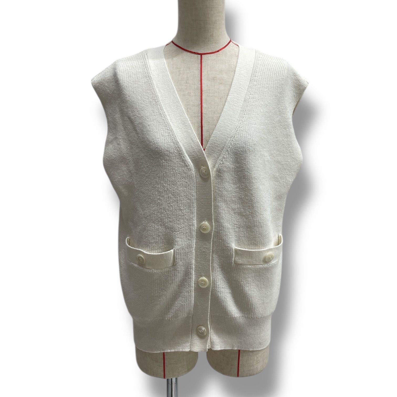 CADUNE カデュネ ショップ ニットベスト ジレ ベスト Vネック ホワイト