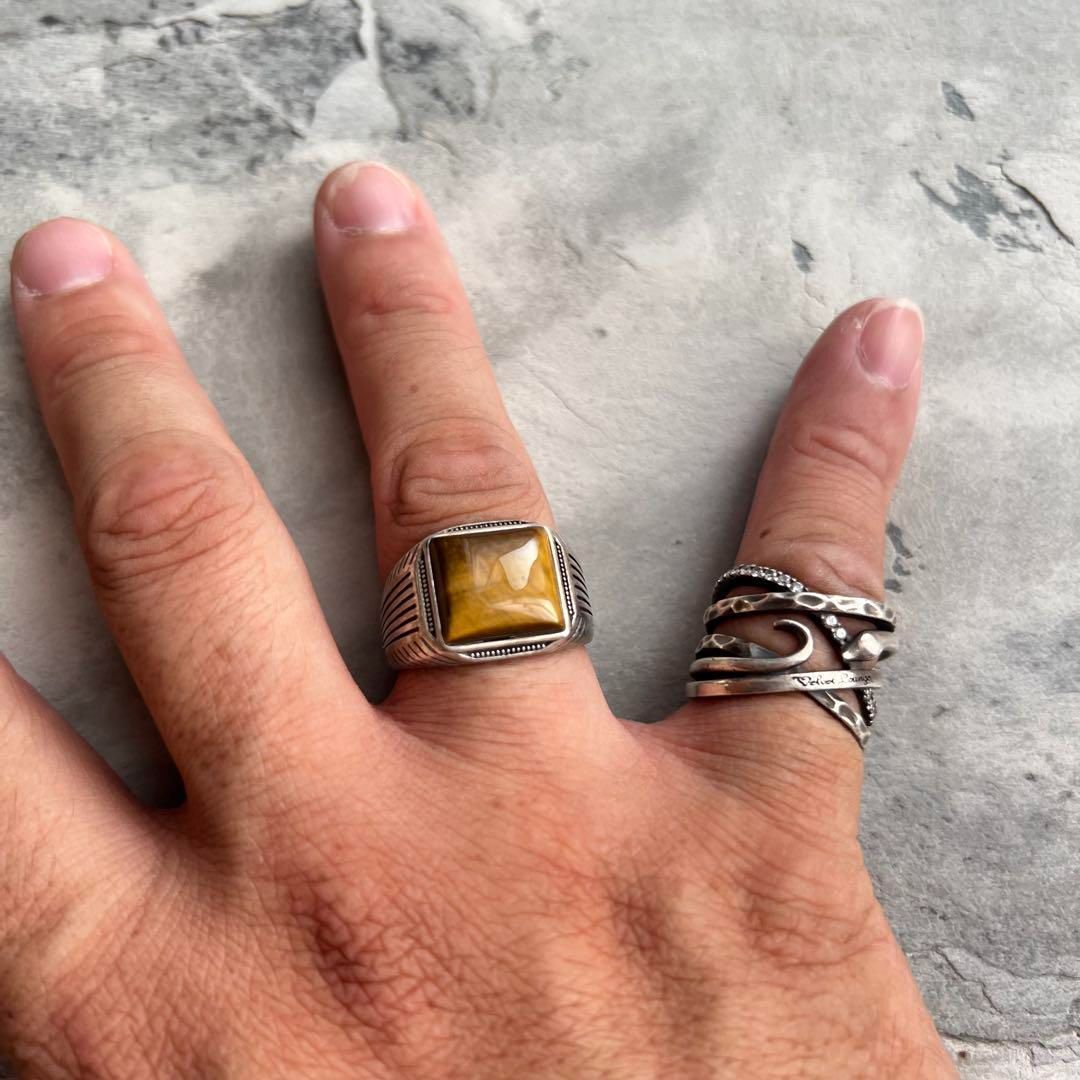 VINTAGE ヴィンテージ シルバー タイガーアイ スクエア リング 指輪 VINTAGE ヴィンテージ タイガーアイ スクエア リング 指輪