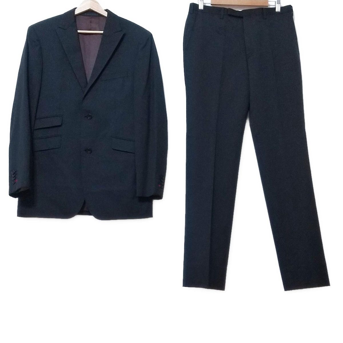 Burberry Black Label バーバリーブラックレーベル シングルスーツ メンズ - 黒 ストライプ ウール