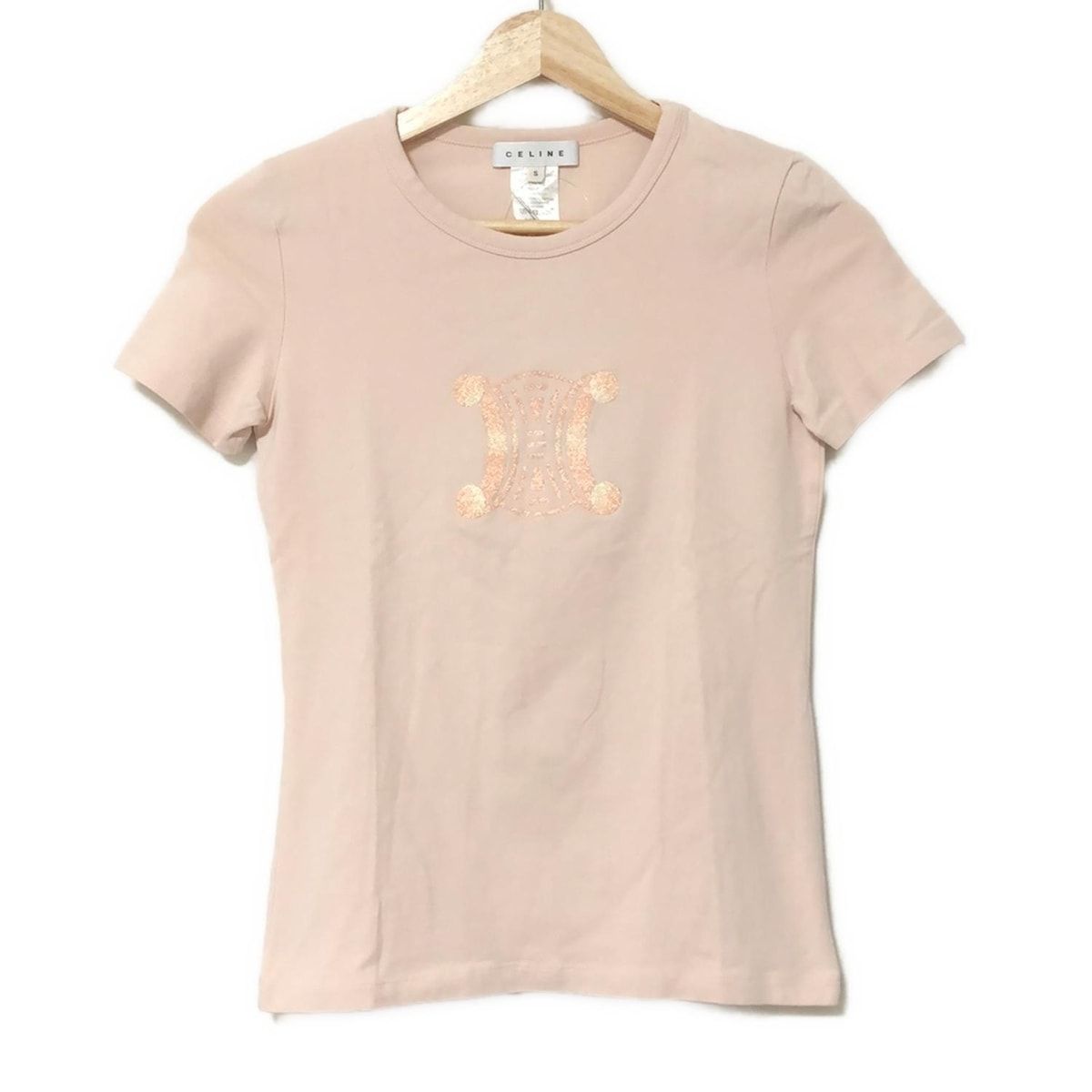 CELINE セリーヌ 半袖Tシャツ サイズS レディース - ピンクベージュ クルーネック