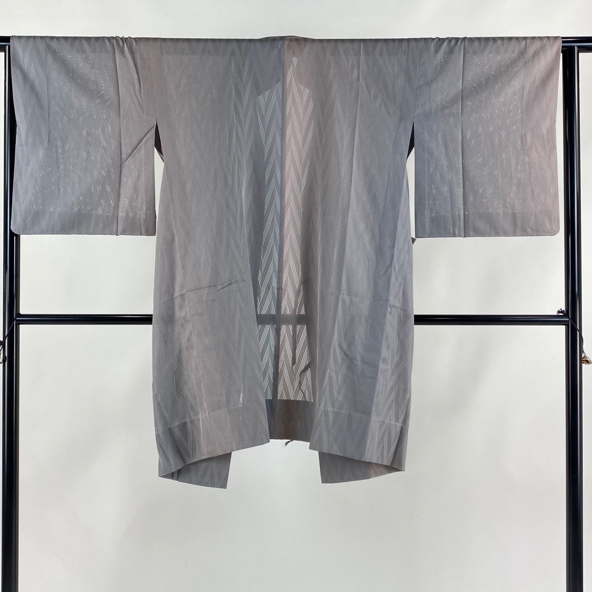 道中着 身丈99.5cm 裄丈64.5cm M 紋紗 和装コート 幾何学 灰紫 正絹