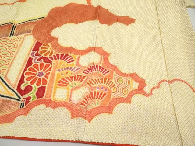 飛鶴雲取り草花文