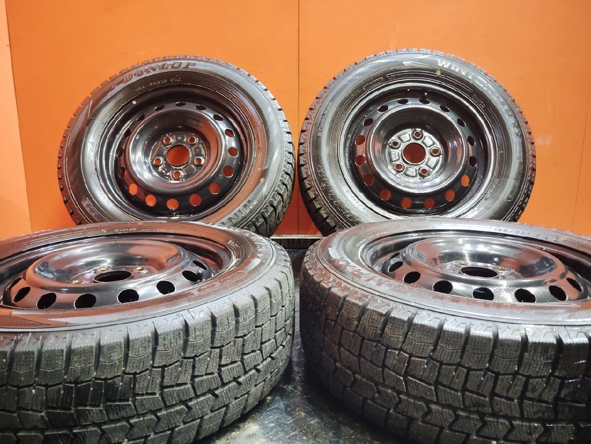 DUNLOP WM02 195|65R15 スタッドレス スチールホイール 15インチ 195|65R15 23年製 バリ溝 ヴォクシー ノア等 KTO338