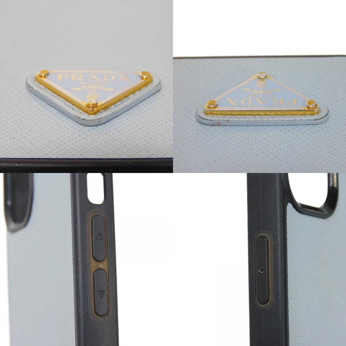 PRADA - PRADA プラダ サフィアーノ トライアングル iPhone 13 ケース ライトブルー パステル ゴールド トライアングルロゴ セレステ スマホケース 1ZH148 PRADA プラダ サフィアーノ トライアングル iPhone 13 ケース