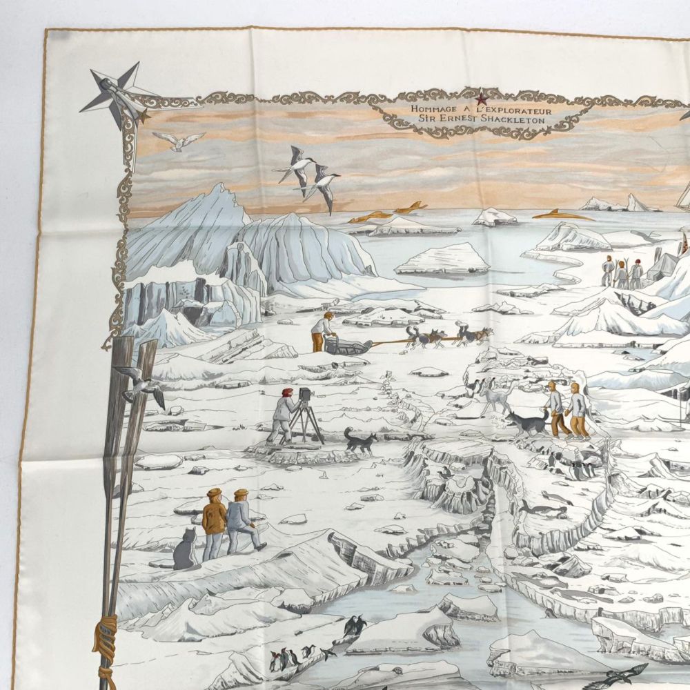 新品未使用 HERMES エルメス シルクスカーフ 南極探険隊 北極 動物