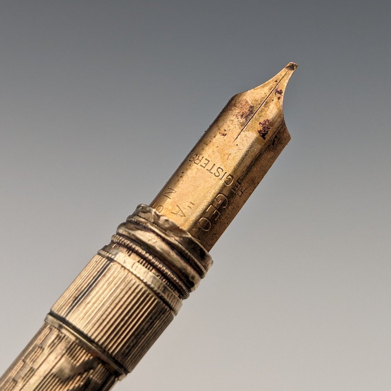 ヴィンテージ 金張り 推進式ペンシル＆つけペン 伸縮式96-121mm ヴィンテージ 金張り 推進式ペンシル＆つけペン 伸縮式96-121mm