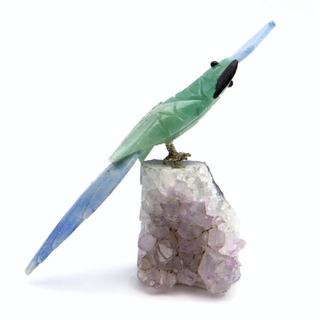 天然石 鳥 置き物 オーナメント 宝石鳥 インコ インド翡翠 ソーダ