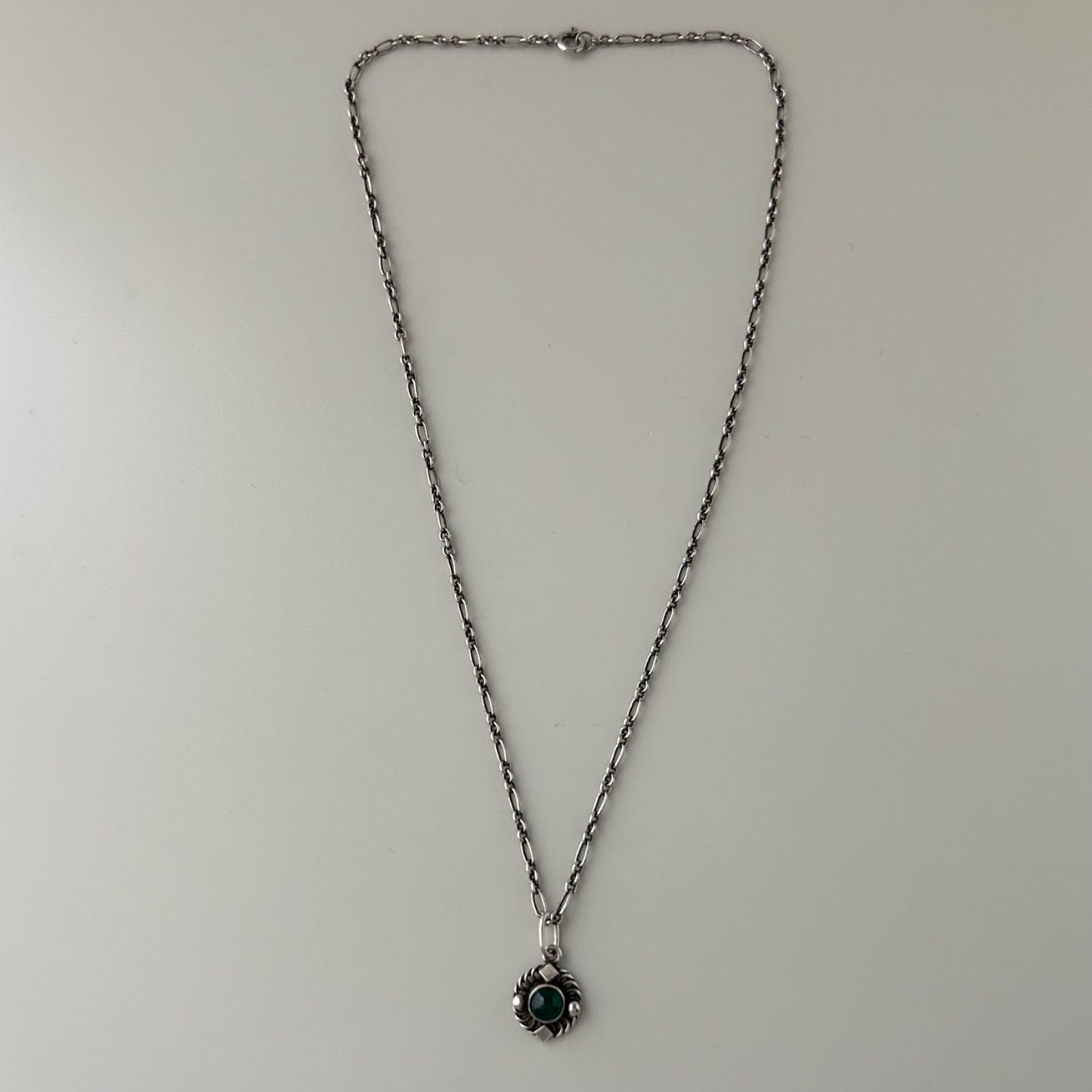 ジョージジェンセン 希少 ネックレス ペンダント グリーンアゲート 38