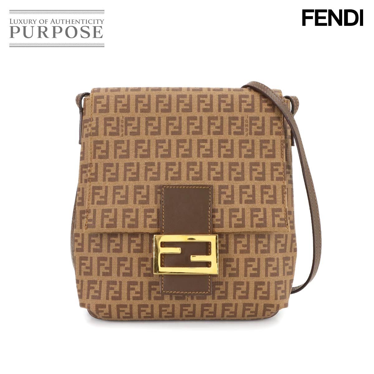 美品 フェンディ FENDI ズッキーノ ショルダー バッグ PVC レザー