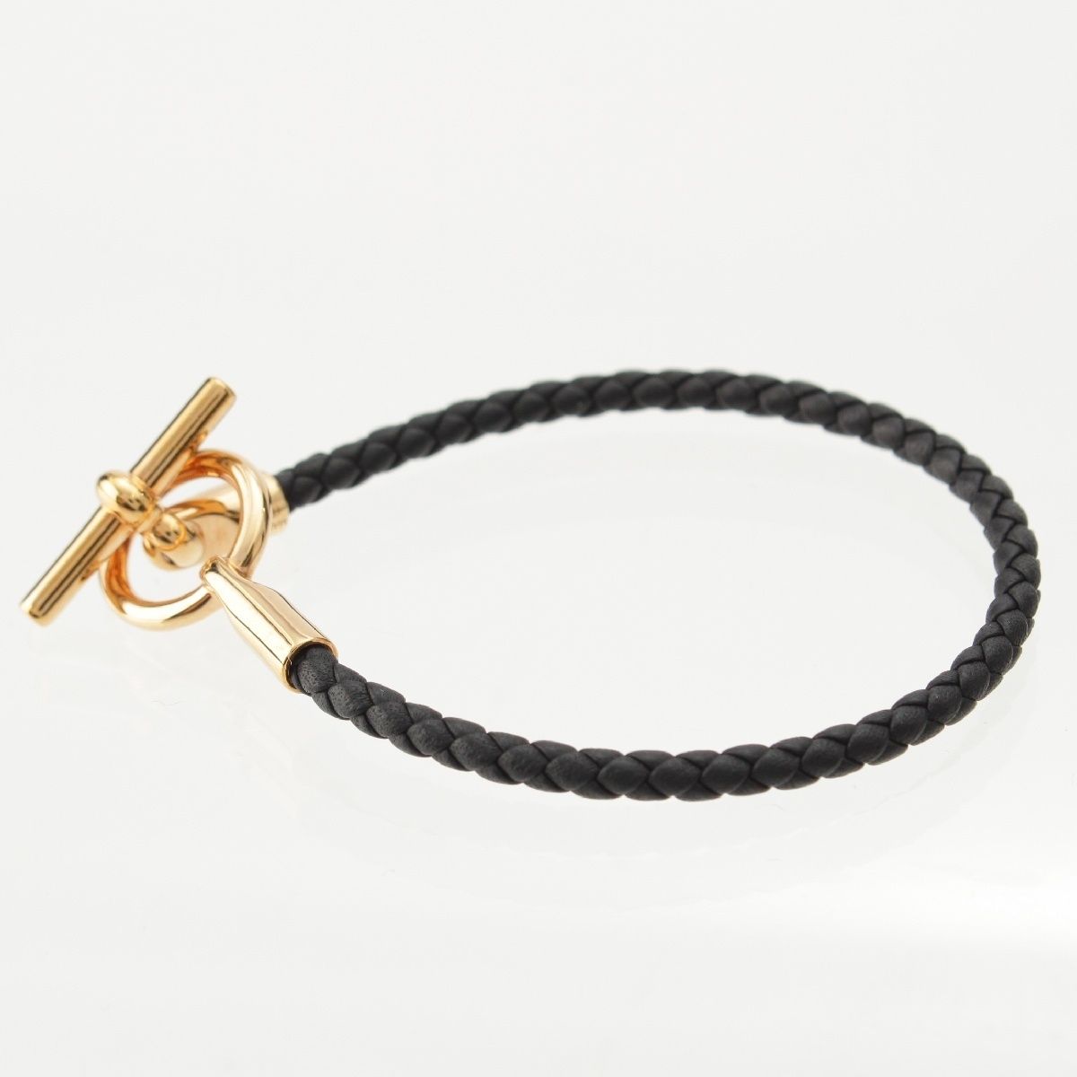エルメス　グレナン　レザー　ブレスレット　ゴールド　ブラック エルメス グレナン レザー ブレスレット アクセサリー ブラック