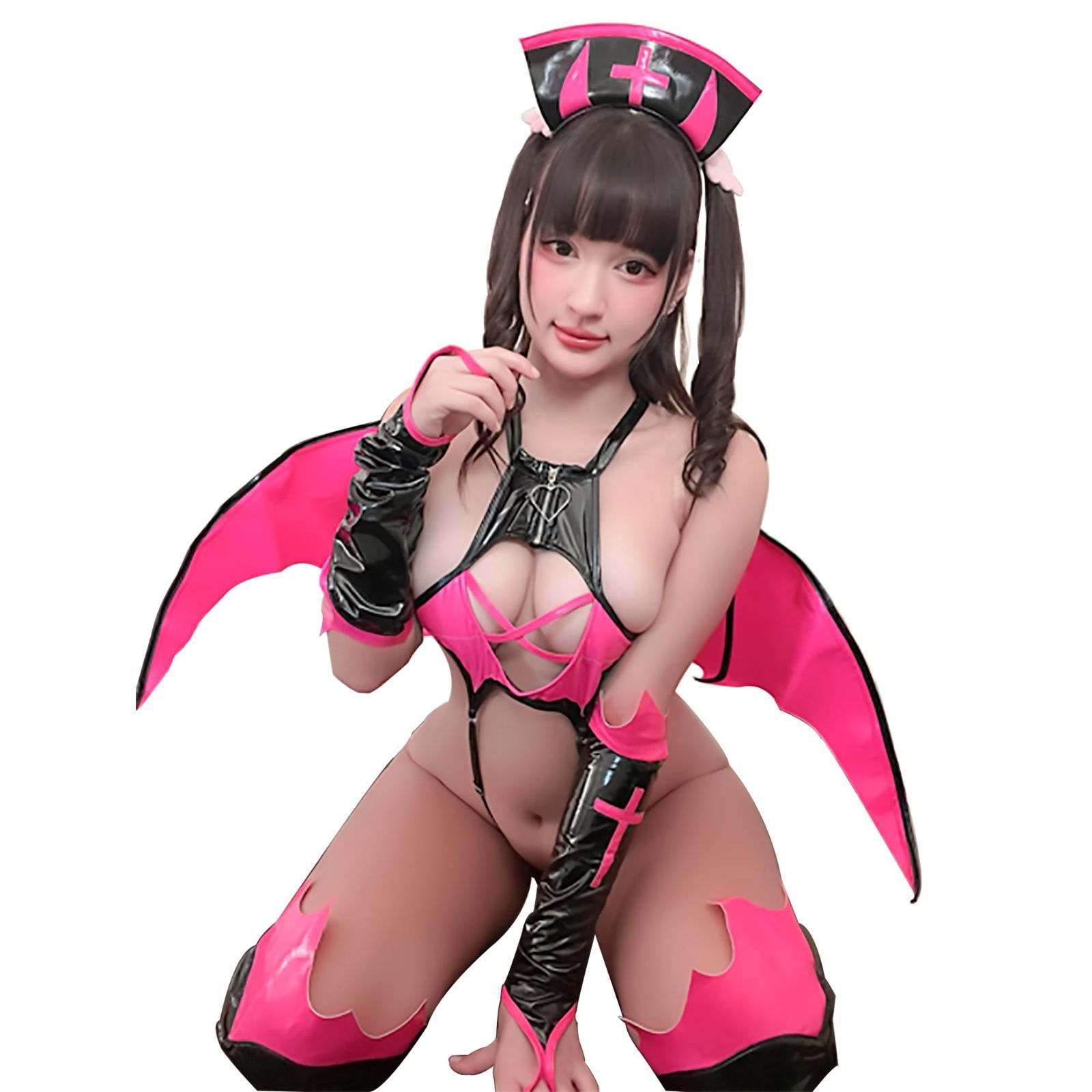 KORURACLUB サキュバス コスプレ 小悪魔 コスプレ セクシー 過激 エッチ レディース 仮装 衣装 cosplay コスチューム 超セクシー 吸血鬼 魔女 ボンテージ PU革 服 角 手袋 翼 尻尾 ニーハイソックス セット Nigh