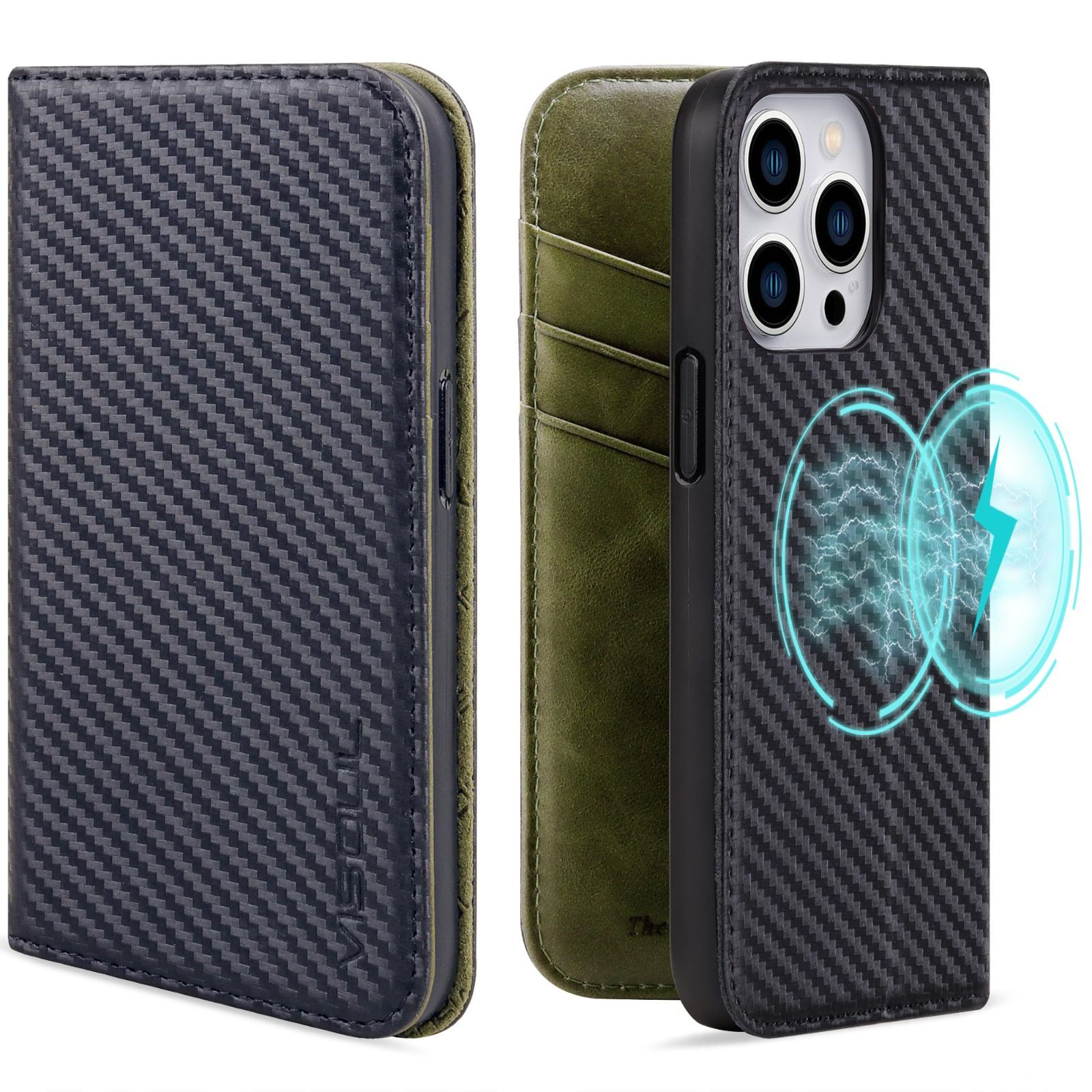 【在庫処分】VISOUL iphone15Pro ケース 手帳型 本革 MagSafe対応 スマホケース レザーケース 手帳型ケース アイフォン15Pro ケース カード収納 携帯ケース 全面保護 ワイヤレス充電対応マグネット 