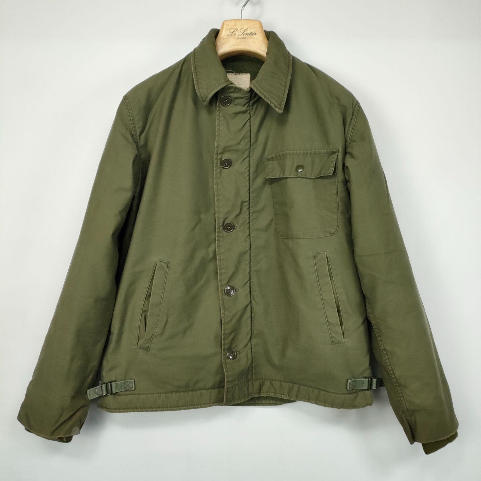 米軍 実物 USN A-2 デッキジャケット グリーン 70s コットン サイズM 