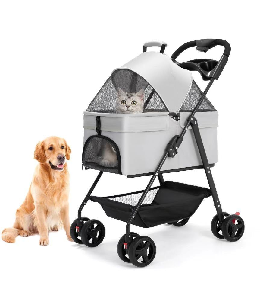 前輪360° 4輪 分離型 回転 ペットバギーミニ 組み立て簡単 ペットキャリー ワンタッチ 犬用カート 折りたたみ 折り畳み式 小型犬から中型犬 犬用ベビーカー 猫に適しています ペットカート