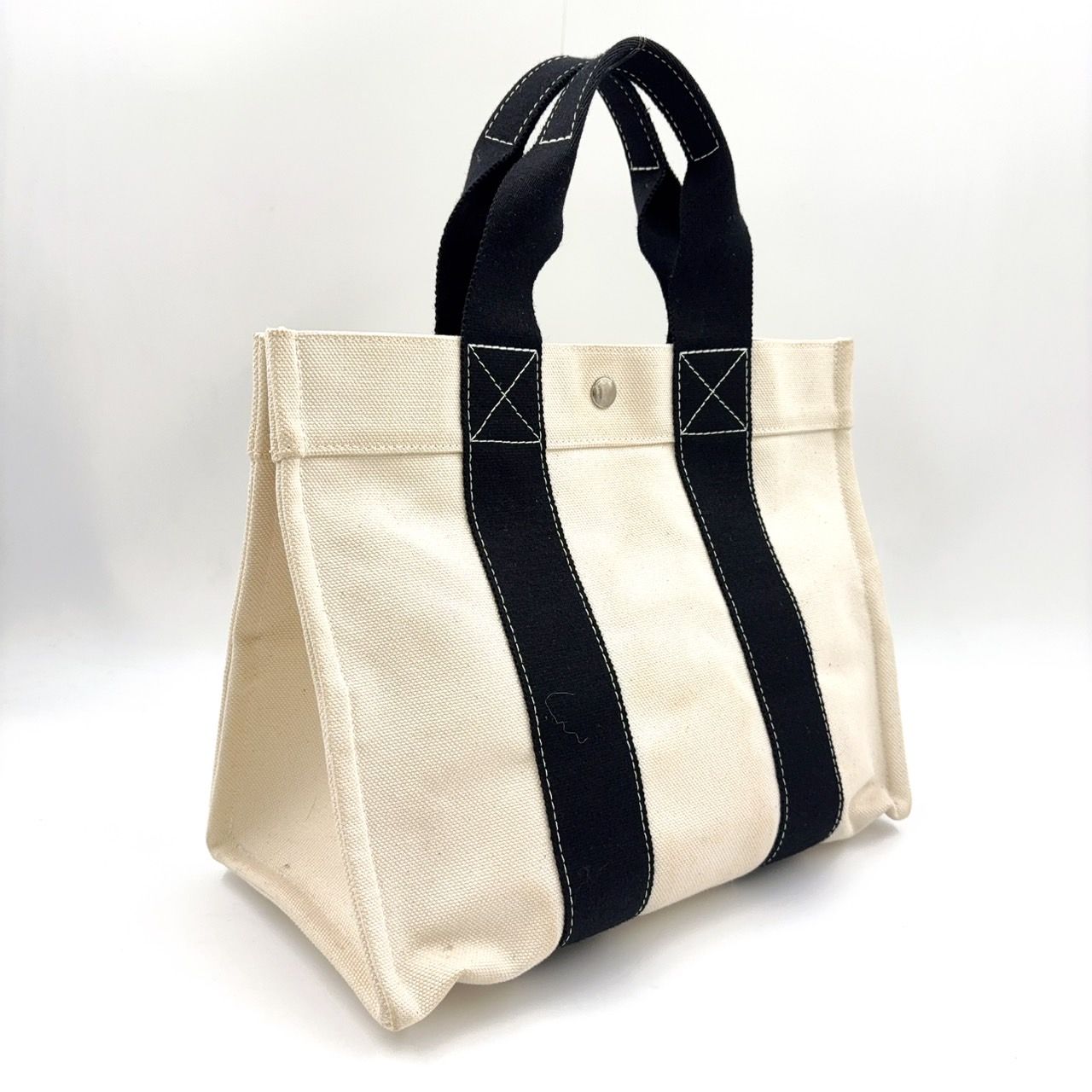 HERMES ボラボラPM 刻印なし キャンバス ホワイト トートバッグ 