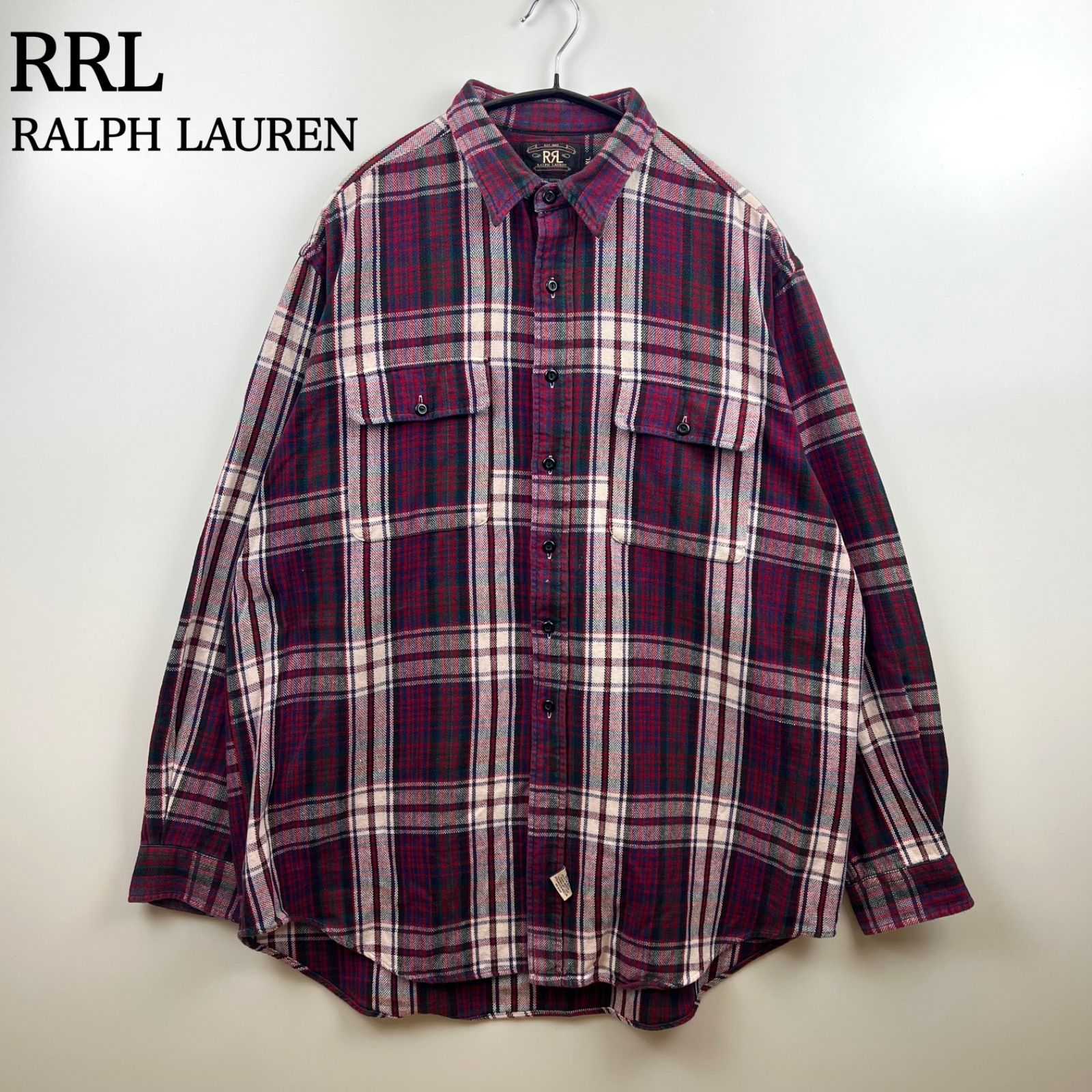 希少 90s RRL ラルフローレン ネルシャツ M 三つ星 タグ RRL RALPH LAUREN 90s VTG flannel shirts XL ダブルアールエル