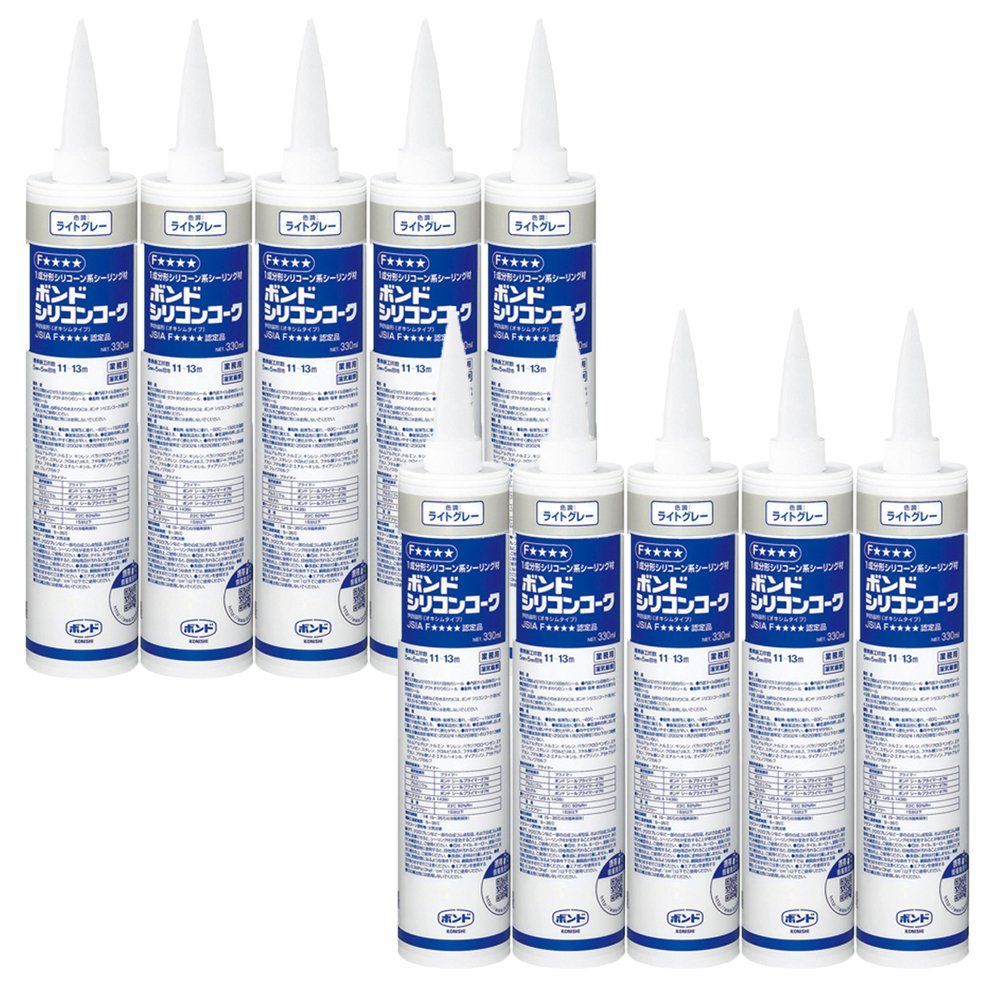 ライトグレー_10本 ボンド シリコンコーク ライトグレー 330ml #55288 10本入り