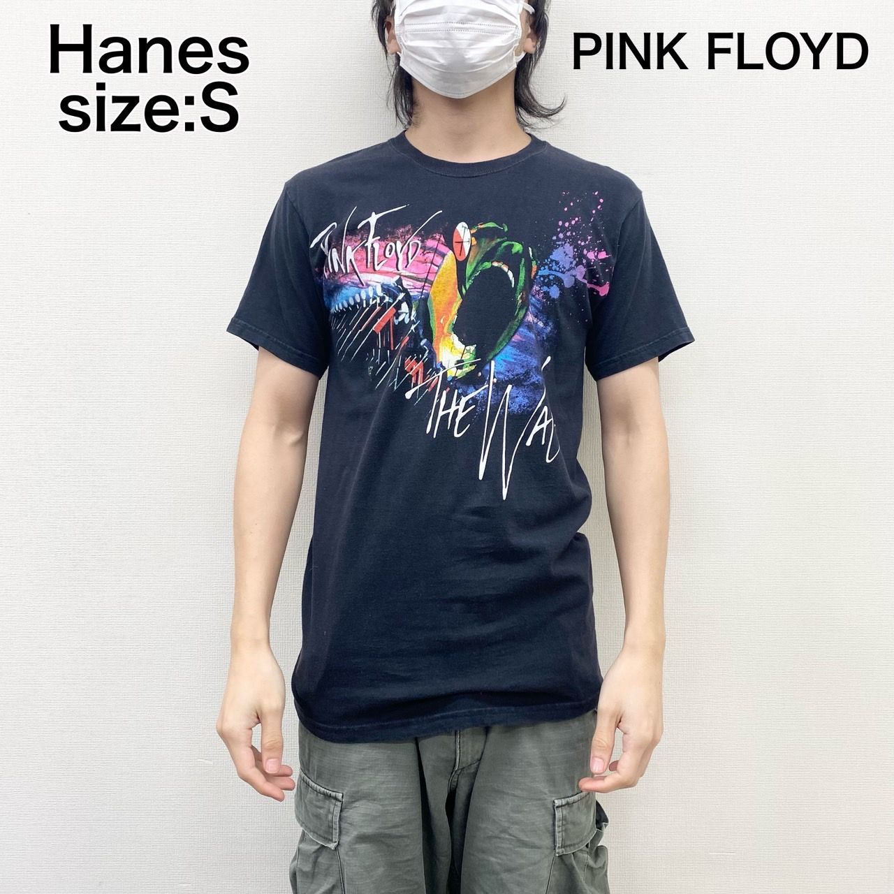 ヘインズ Hanes バンドTシャツ PINK FLOYD プリント 半袖 S ブラック