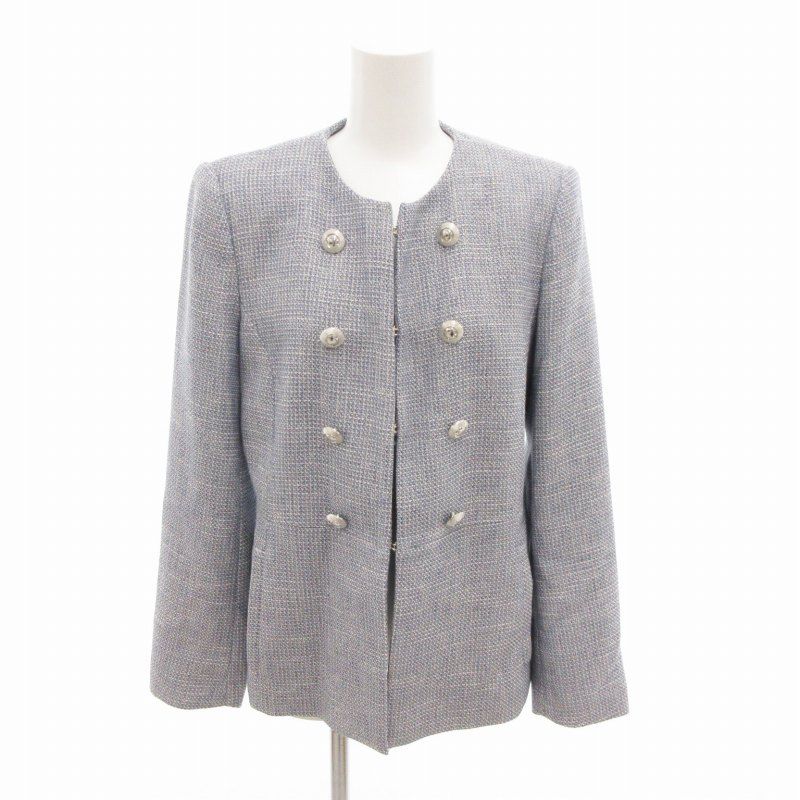 ザラ ZARA 美品 ノーカラージャケット ツイード ダブルボタン M