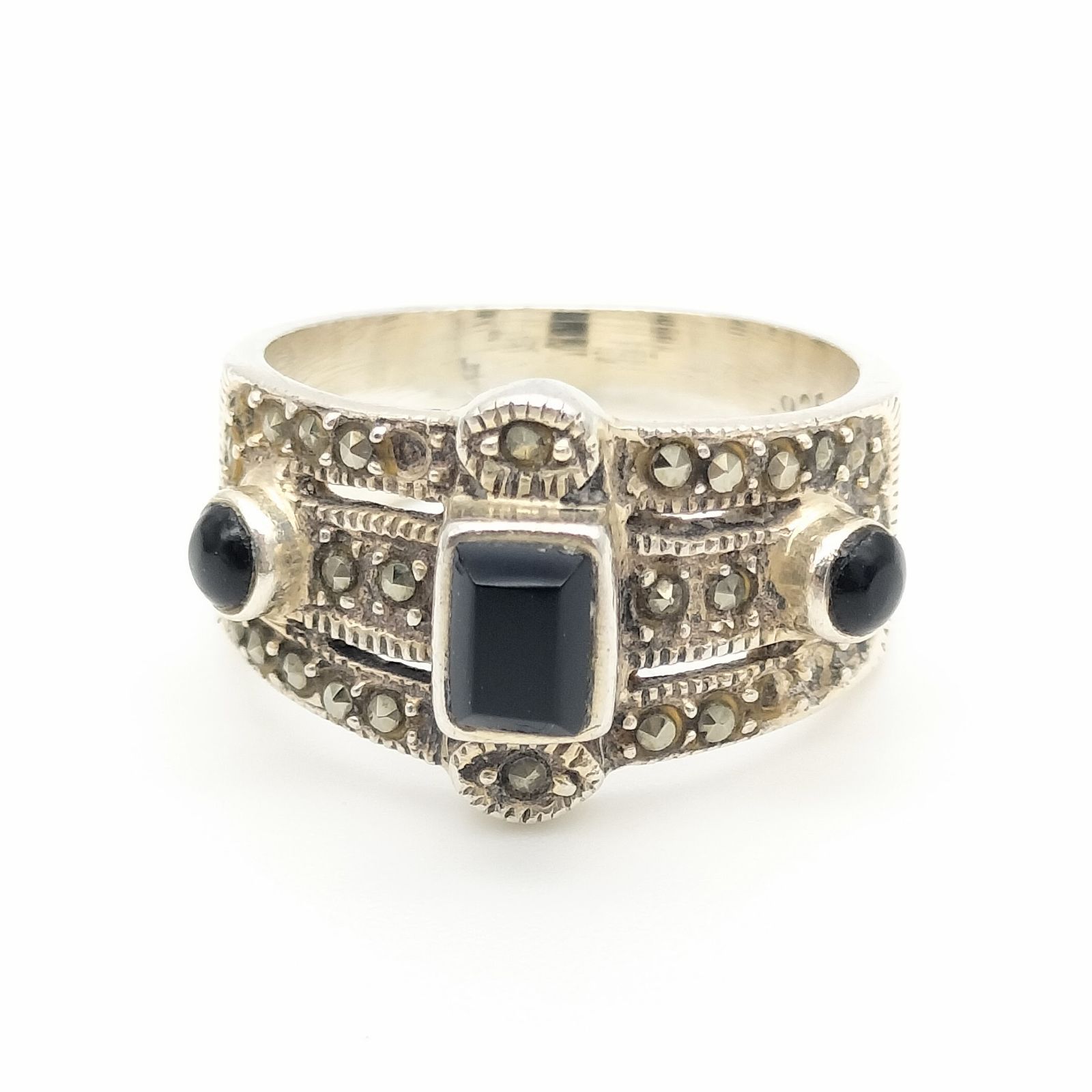 マーカサイトデザインリング オニキス SILVER シルバー925 11号 - メルカリ