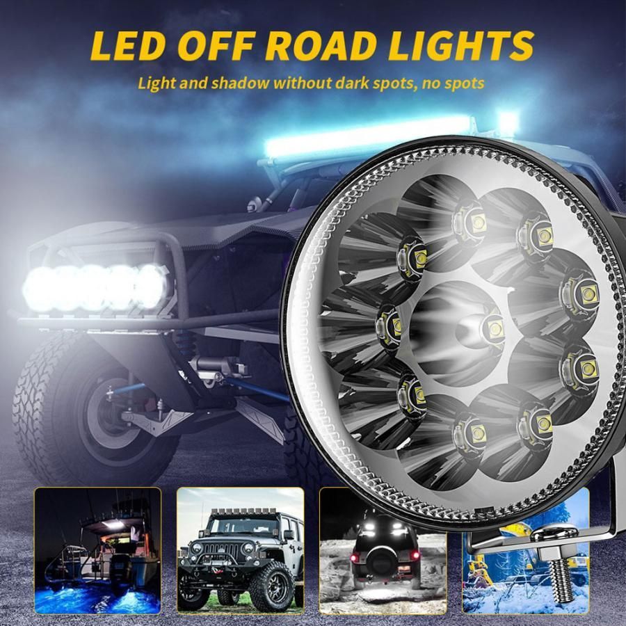 送料無料.. 30W 3モード LED ワークライト ホワイト/イエロー イカリング/ブルー オートバイ バイク ジープ ジムニー SUV 4x4 4I30W 2個