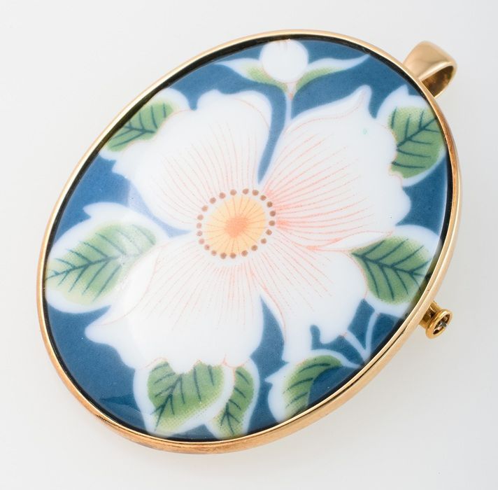 K18 九谷焼 ブローチ ペンダント兼用 品番b23-266