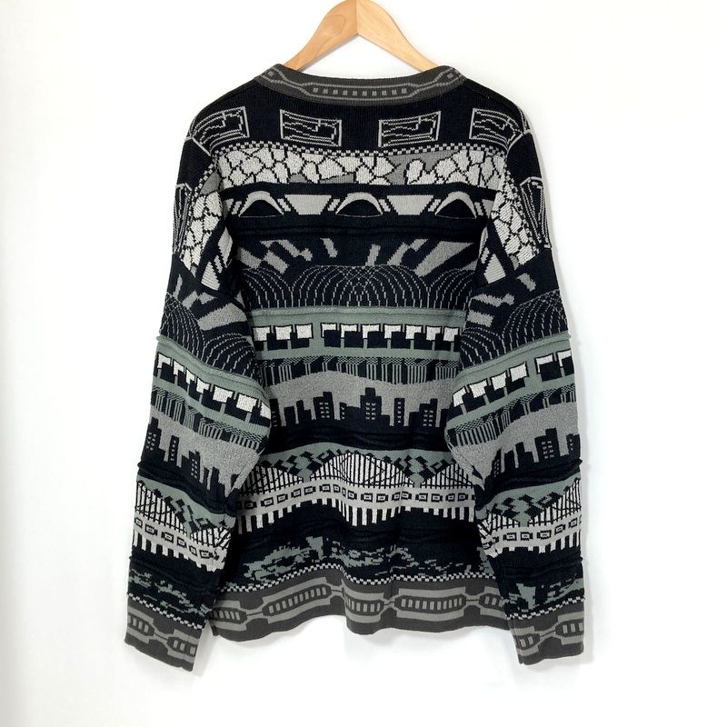 WTAPS ダブルタップス カーディガン 24AW 242MADT-KNM07 ジャカード メンズ サイズ04 XL相当 ブラック グレー トップス A14821