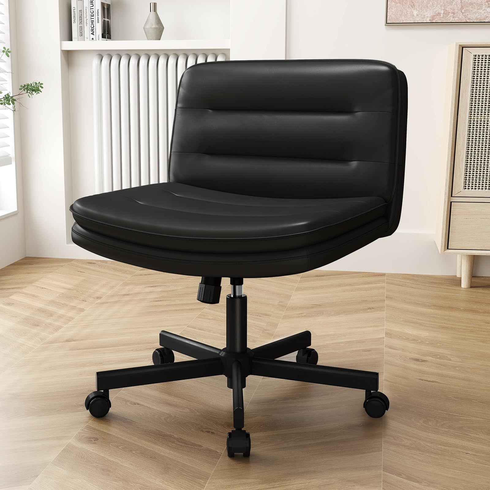 COMHOMA デスクチェア ソファチェア あぐら PUレザー, Black-1 【公式