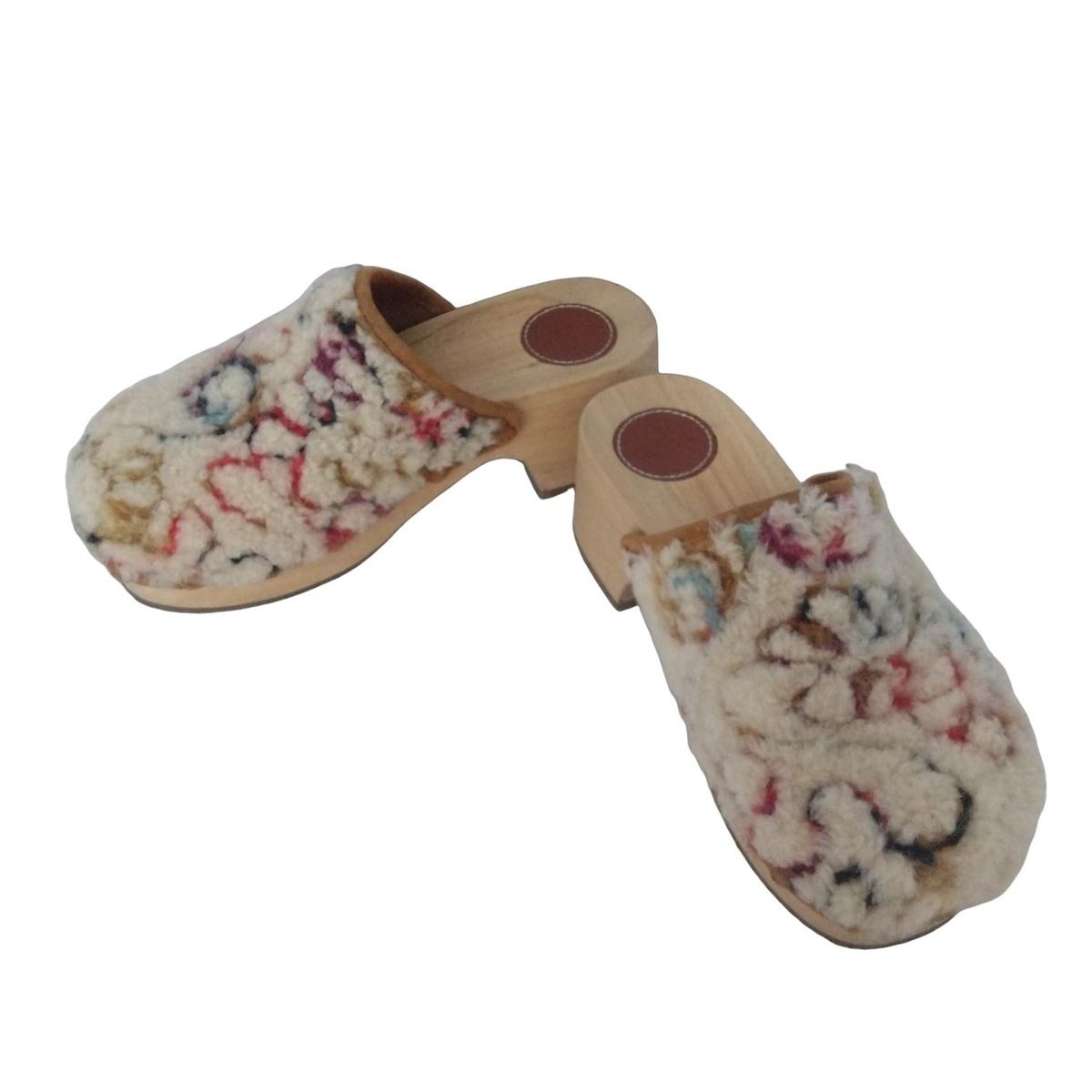 Chloe クロエ ミュール 36 レディース - アイボリー×ベージュ×マルチ ムートン