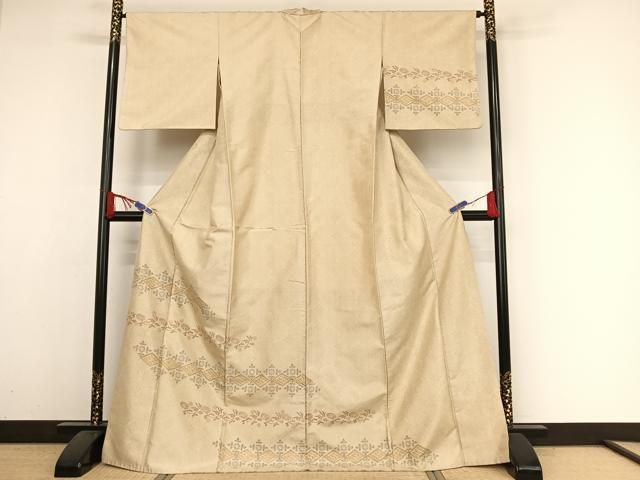 平和屋着物○本場染大島紬 訪問着 花唐草文 ロング丈 正絹 逸品