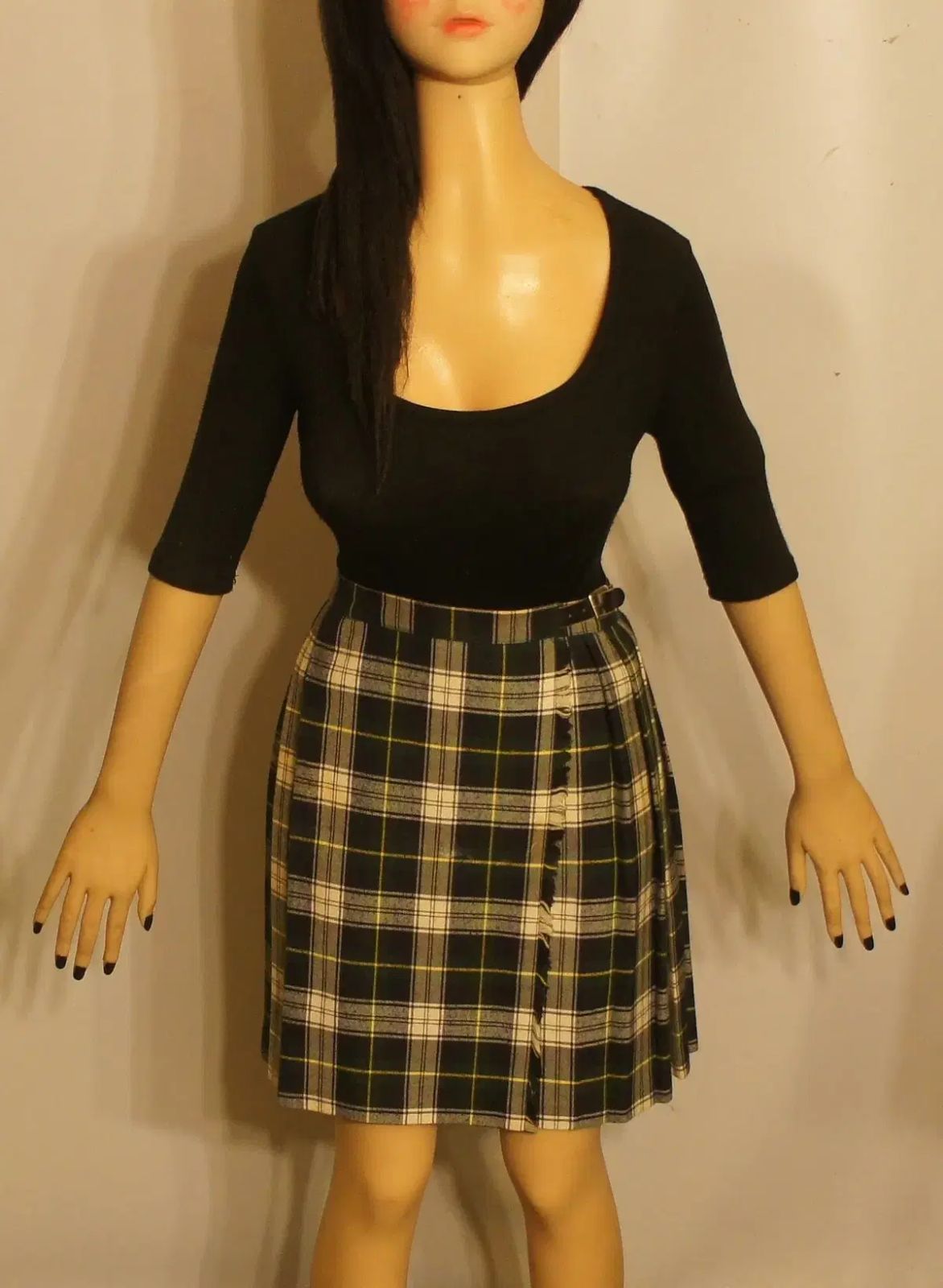 2082 Aミニスカート プリーツスカート チェック柄スカート ヴィンテージスカート ロング丈スカート