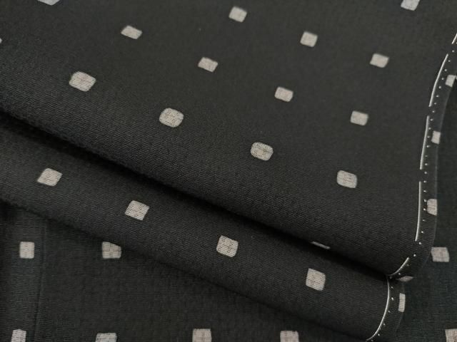 平和屋着物●上質な小紋 格子 黒地 正絹 AABC6144ck