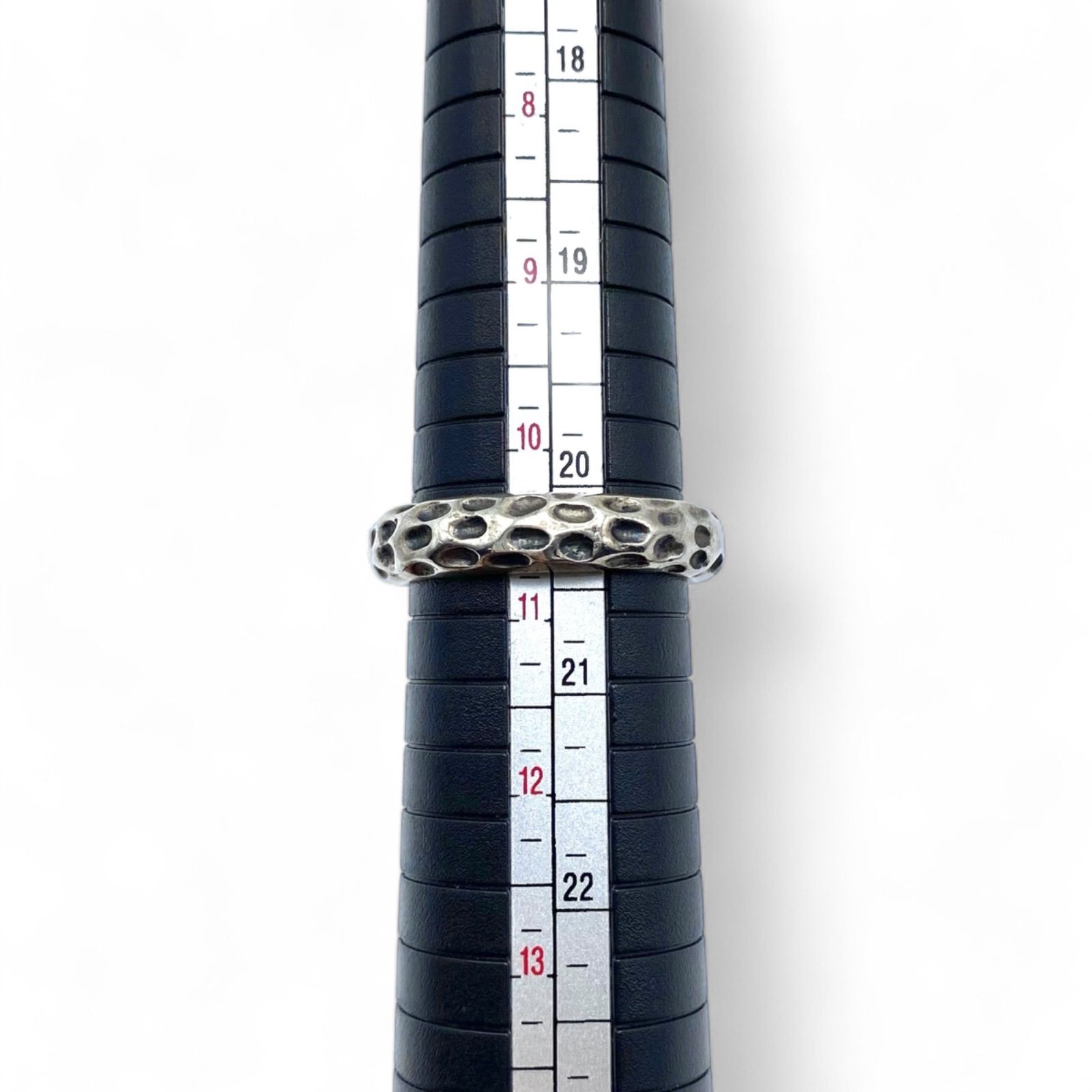 【抜群の存在感】 シルバー 925 刻印 リング 19号 80s ヴィンテージ 無骨な雰囲気槌目テクスチャ Silver 925 刻印 80s Vintage Ring