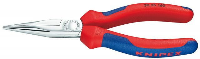 クニペックス(KNIPEX)ロングノーズプライヤー160mmクロームメッキコンフォート 半丸ヘッド 3025-160