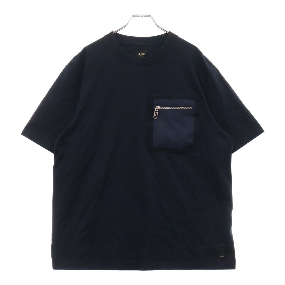 FENDI (フェンディ) FF ALCANTARA POCKET T-SHIRT ズッカ ロゴポケット 