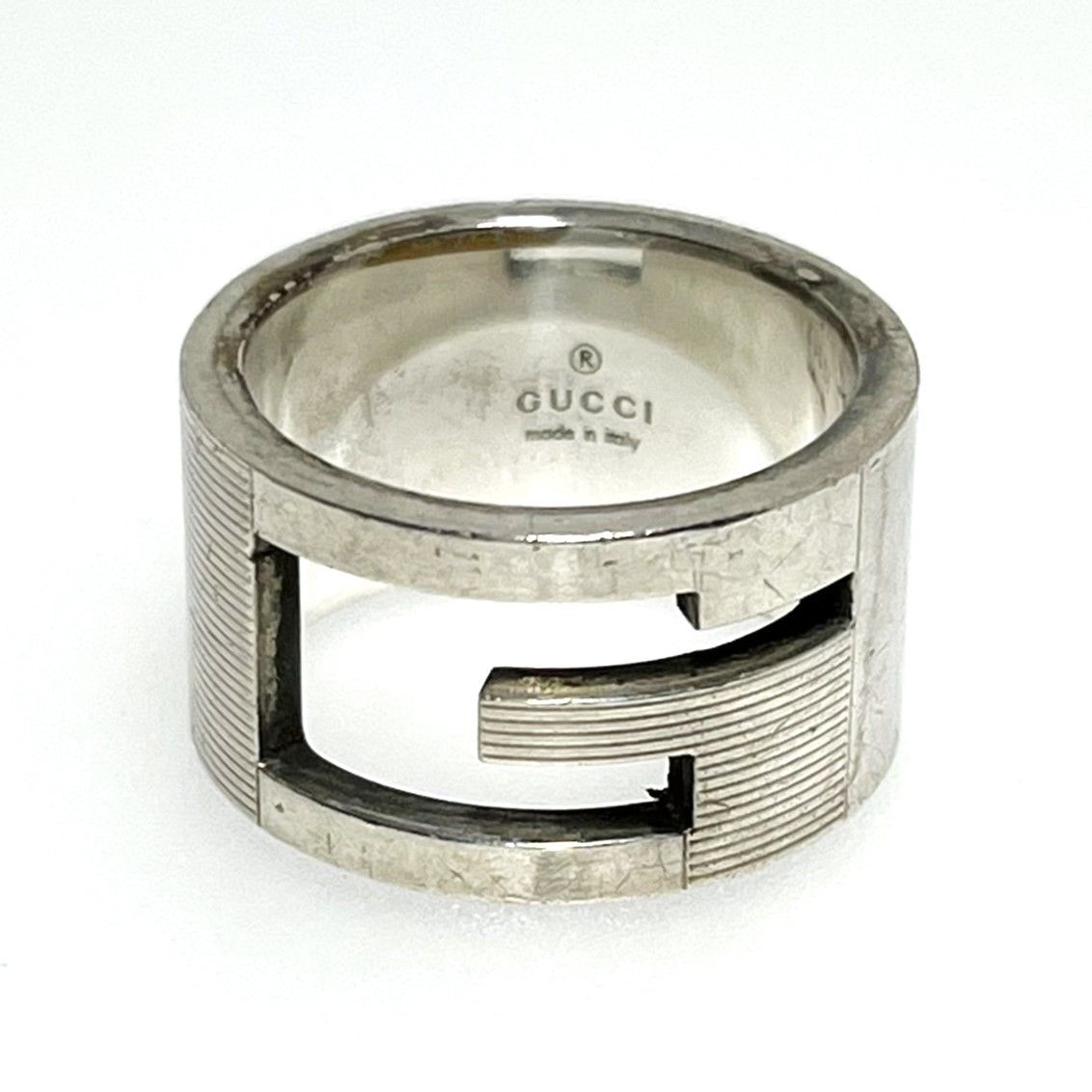 GUCCI グッチ ブランデッドG ワイド リング Ag925 ＃15 ブランド