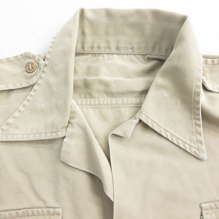 L/古着 半袖 ビンテージ ミリタリー シャツ 50s コットン 開襟